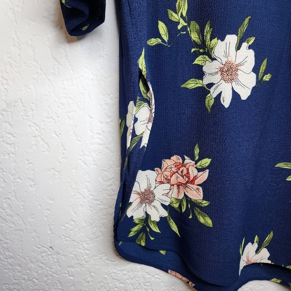 Anthropologie Floral Navy and Red Tunic - Picture 7 of 13